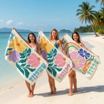 Personalizowany szybkoschnący duży ręcznik plażowy z kolorowym kwiatowym wzorem i imieniem niezbędnik podróżny prezent urodzinowy wakacyjny dla kobiet