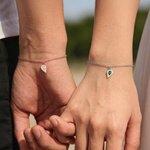 Personalized Birthstone Heart Magnetic Couple Bracelets Matching Promise Jewellery Set Anniversary Birthday Gift for Girlfriend Boyfriend Lover