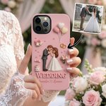 Personalised Wedding Theme 3D Cartoon Character Phone Case for iPhone and Samsung with Name Anniversary Engagement Gift for Couple