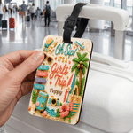 Personalisierter, farbenfroher Kofferanhänger von „Oh Sip It“ mit der Aufschrift „It’s a Girl’s Trip“ und Namen – das perfekte Geschenk für Sommerurlaub, Reisen, Geburtstage, Reisende, beste Freundinn