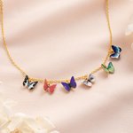 Personalised 1-10 Birth Butterflies Necklace Dainty Jewellery Mother's Day Birthday Anniversary Gift for Mum Woman