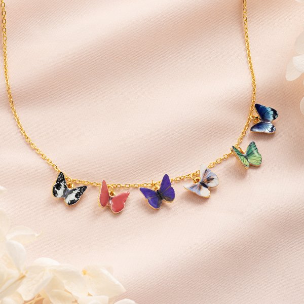 Personalised 1-10 Birth Butterflies Necklace Dainty Jewellery Mother's Day Birthday Anniversary Gift for Mum Woman