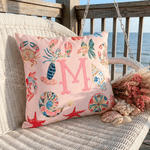 Personalised Starfish Sea Animal Pattern Soft Cushion Cover with Initial Home Decor Summer Pool Party Birthday Gift for Girl Woman Friend
