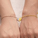 Personalized Birthstone Heart Magnetic Couple Bracelets Matching Promise Jewellery Set Anniversary Birthday Gift for Girlfriend Boyfriend Lover