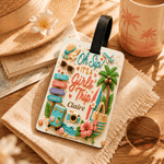 Personalisierter, farbenfroher Kofferanhänger von „Oh Sip It“ mit der Aufschrift „It’s a Girl’s Trip“ und Namen – das perfekte Geschenk für Sommerurlaub, Reisen, Geburtstage, Reisende, beste Freundinn