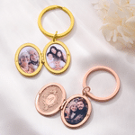 Personalised Birth Flower Photo Locket Keyring with Initial Daily Use Anniversary Birthday Gift for Women