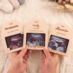 Personalised Wooden Ultrasound Picture Frame with Baby Name and Date Pregnancy Baby Announcement Gift for Grandadrents New Parents