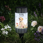 Personalized 3D Floral Pet Photo Solar Garden Light with Name and Date Garden Decor Memorial Sympathy Loss of Pet Gift for Pet Lovers