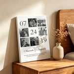 Personalised Black and White 6 Photos Canvas Print with Date Name and Text Wall Decor Ship from USA Anniversary Valentine's Day Gift for Couple