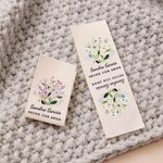 Etiquetas para costura personalizadas de 100% algodón con nombre y flor de nacimiento 50 piezas regalo de cumpleaños para amantes del punto