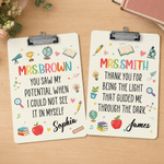Personalized Teacher Theme Acrylic Clipboard with Name and Text School Supplies Teacher Appreciation Week Teacher's Day Gift for Teacher