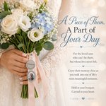 Personalized Lace Oval Photo Bouquet Charm with Heart Engraved Pendant Memorial Wedding Gift for Bride