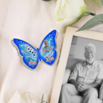 Personalized Photo Glitter Butterfly Flower Brooch Pin with Name and Time Memorial Sympathy Gift for Family Friends