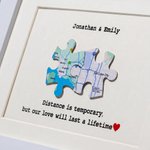 Personalised Map Jigsaw Puzzle Frame with Name Home Decor Birthday Long Distance Relationship Gift for Boyfriend Girlfriend Couple
