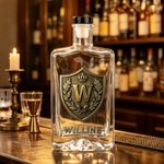 Personalised Initial Shield Emblem Whisky Decanter with Name Birthday Anniversary Gift for Liquor Lover
