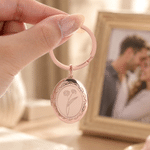 Personalised Birth Flower Photo Locket Keyring with Initial Daily Use Anniversary Birthday Gift for Women