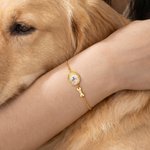 Personalized Pet Photo Dog Bone Cat Head Charm Adjustable Bracelet with Name Sympathy Memorial Gift for Pet Owners Lovers
