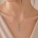 Personalised 1-6 Teardrop Family Birthstones Necklace Dainty Jewellery Mother's Day Birthday Gift for Woman Mum Gran