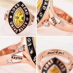 Personalised Birthstone Sterling Silver Graduation Class Ring with Text and School Name Graduation Ceremony Senior Night Gift for Graduates