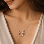 Personalised Two Linked Circle Exquisite Necklace with Engraved Name Anniversary Birthday Gift for Women Best Friends