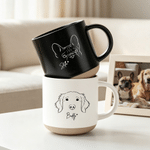 Personalised Minimalist Dog Line Art Photo 12 oz Ceramic Mug with Name Daily Use Birthday Gift for Pet Lover