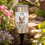 Personalized 3D Floral Pet Photo Solar Garden Light with Name and Date Garden Decor Memorial Sympathy Loss of Pet Gift for Pet Lovers