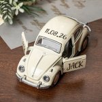 Modelo de coche escarabajo vintage miniatura personalizado con nombre y fecha de boda regalo de agradecimiento para pajes y padrinos