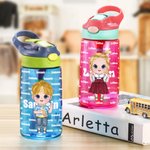 Personalized Cute Cartoon Kid Name 16 oz Food-Grade Water Bottle with Handle and Straw Back to School Birthday Gift for Students Boys Girls
