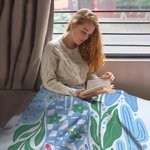 Personalised Retro Boho Watercolour Floral Cowboy Boot Soft Throw Blanket with Name Home Decor Birthday Holiday Gift for Friends Family