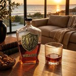 Personalised Initial Shield Emblem Whisky Decanter with Name Birthday Anniversary Gift for Liquor Lover
