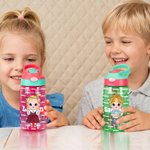 Personalized Cute Cartoon Kid Name 16 oz Food-Grade Water Bottle with Handle and Straw Back to School Birthday Gift for Students Boys Girls