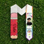 Fajín de Graduación Personalizado con Lápiz Multicolor y Foto con Nombre Año y Grado Regalo de Graduación Preescolar para Graduados Niños
