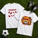Camiseta personalizada de algodón 100% con el nombre y el número de la selección nacional de fútbol con salpicaduras de tinta de colores Regalo de día de partido de la Copa Mundial para los aficionado