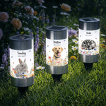 Personalized 3D Floral Pet Photo Solar Garden Light with Name and Date Garden Decor Memorial Sympathy Loss of Pet Gift for Pet Lovers
