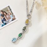 Personalised 1-6 Teardrop Family Birthstones Necklace Dainty Jewellery Mother's Day Birthday Gift for Woman Mum Gran