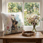 Personalized Pet Photo Floral Soft Throw Pillow Cover with Name and Date Home Decor Pet Memorial Sympathy Gift for Pet Owner Lover