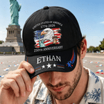 Personalised United States of America 250th Anniversary Baseball Cap with Name Daily Wear American Independence Day Gift for Family Patriot