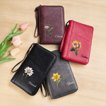 Porte-passeport et portefeuille de voyage personnalisés en cuir PU, style vintage, avec motif « fleur de naissance » et prénom : un cadeau d'anniversaire indispensable pour les passionnés de voyage