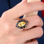 Personalised Birthstone Sterling Silver Graduation Class Ring with Text and School Name Graduation Ceremony Senior Night Gift for Graduates