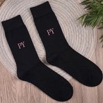 Personalised Embroidered Monogram 100% Cotton Soft Socks with Name Wedding Party Gift for Father Groomsman