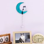 Personalized Fantasy Moon Cat Acrylic Suncatcher with Name and Crystal Pendant Home Decor Memorial Gift for Cat Lover Owner