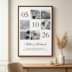 Personalised Black and White 6 Photos Canvas Print with Date Name and Text Wall Decor Ship from USA Anniversary Valentine's Day Gift for Couple