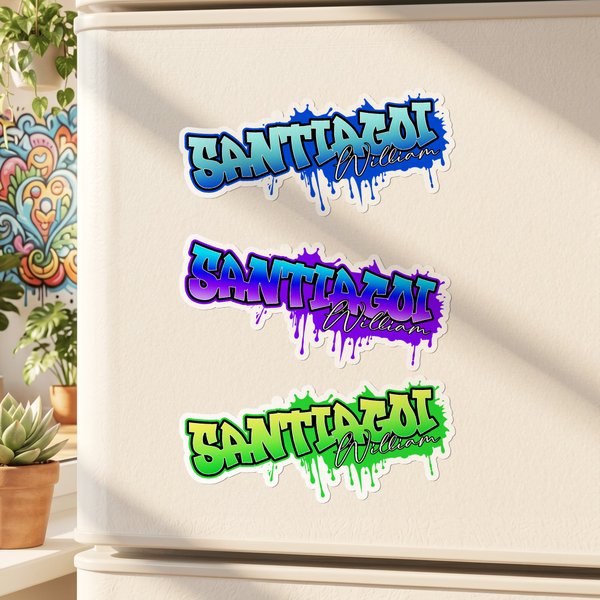 Personalized Multicolored Graffiti Name Fridge Magnet Home Office Decor Holiday Birthday Gift for Family Friends