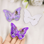 Personalized Photo Glitter Butterfly Flower Brooch Pin with Name and Time Memorial Sympathy Gift for Family Friends