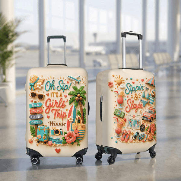 Housse de valise personnalisée « It's A Girls Trip » avec prénom, adaptée aux valises de 18 à 32 pouces. Idéale pour les voyages, les vacances ou comme cadeau d'anniversaire pour les meilleures amies 