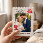 Personalised Photo ABS Stand Building Brick Puzzle with Name and Year Room Decor Birthday Gift for Couple