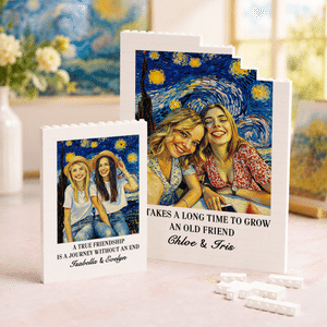 Personalised Starry Sky Style Photo Rectangle Building Brick Puzzle with Text and Name Home Decor Birthday Gift for Family Friends