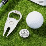 Personalized Engraved Magnetic Golf Divot Tool Golf Ball Marker Bottle Openers with Name and Initial Golf Field Birthday Gift for Golf Lovers