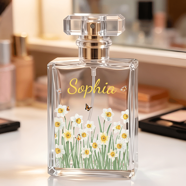 Personalised Birth Flower Refillable Perfume Bottle with Name Daily Use Birthday Gift for Women Girls