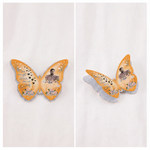 Personalized Photo Glitter Butterfly Flower Brooch Pin with Name and Time Memorial Sympathy Gift for Family Friends